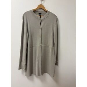 Eileen Fisher Taupe Silk Blend Knit Button Down Cardigan Sweater Size M